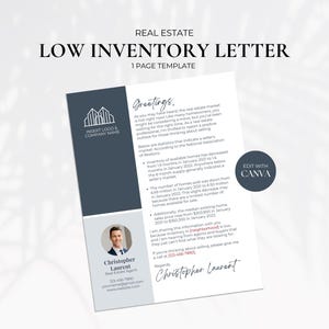 Carta de prospección por bajo inventario, Carta de prospección de agente inmobiliario, Carta de inversión inmobiliaria, Carta de oferta de agente inmobiliario, Carta de oferta de vivienda