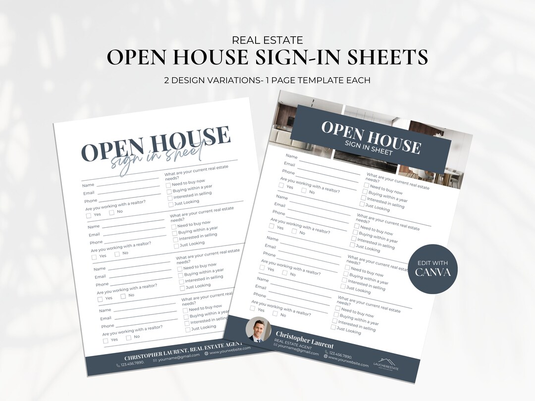 Open House Sign In Template Real Estate Open House Sign in Sheet, Realtor Open House Template, Real ...