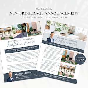 Real Estate New Brokerage Flyer, Realtor New Brokerage Change Announcement, Real Estate Marketing, Real Estate Flyer Template, Blue