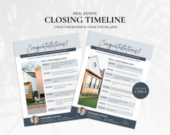 Real Estate Agent Closing Timeline, Under Contract Timeline for Sellers, Buyer Closing Checklist, Under Contract Flyer, Transaction Timeline