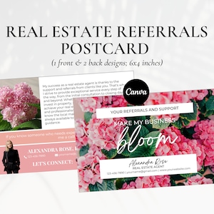 Spring Real Estate Postcard Template, Your Referrals Make My Business Bloom Postcard, Real Estate Marketing Mailer, Spring Realtor Pop By