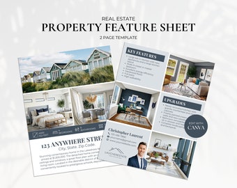 Real Estate Property Feature Sheet Template, Real Estate Brochure, Property Flyer, Open House Sheet, Home Feature Sheet, Realtor Flyer