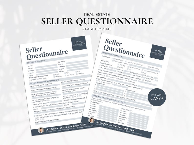 Selling Questionnaire Seller Questionnaire, Seller Consultation, Seller Forms, Real Estate ...