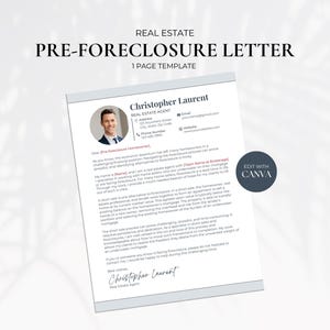 Carta de pre-ejecución hipotecaria, plantilla de carta de prospección de ejecución hipotecaria, cartas de pre-cierre, folleto para agente inmobiliario, folleto inmobiliario