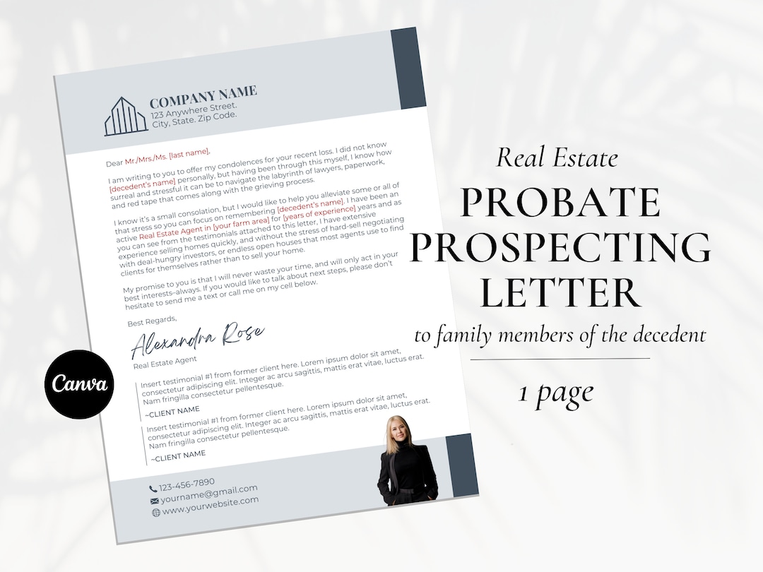 Real Estate Probate Letter Template Realtor Prospecting Etsy