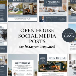 20 Open House Instagram Posts, Open House Social Media Posts, Realtor Instagram Marketing, Real Realmobile Instagram Template, Blau