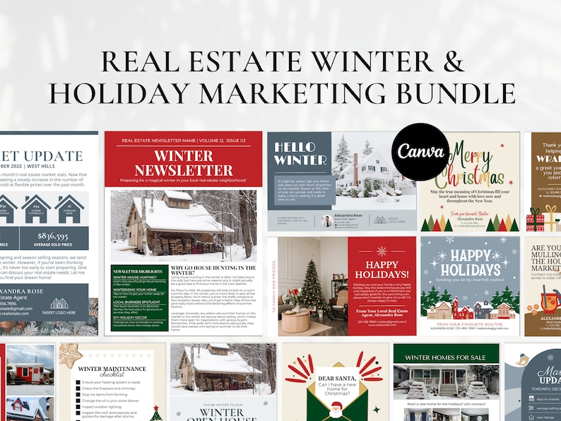 Winter Real Estate Marketing Bundle Holiday Real Estate Pop Etsy