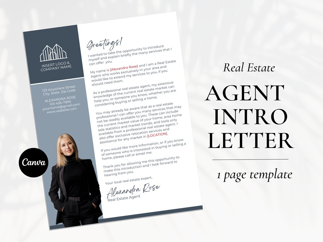 Real Estate Agent Introduction Letter, Realtor Farming Letter, Real