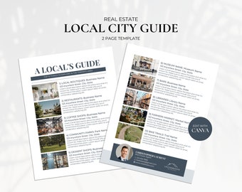 Lokale Reiseführer Vorlage, City Guide Flyer, Willkommens-Guide, Realtor Community Newsletter, Immobilen Marketing, Realtor Farming