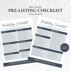 Real Estate Pre-Listing Checklist, Home Selling Guide, Home Seller Checklist, Listing Presentation, Realtor Marketing, Canva Template