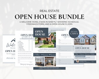 Open House Forms Bundle, Open House Sign In Sheet, Realtor Open House Marketing, Real Estate Flyer, Open House Welcome Signs with QR Code