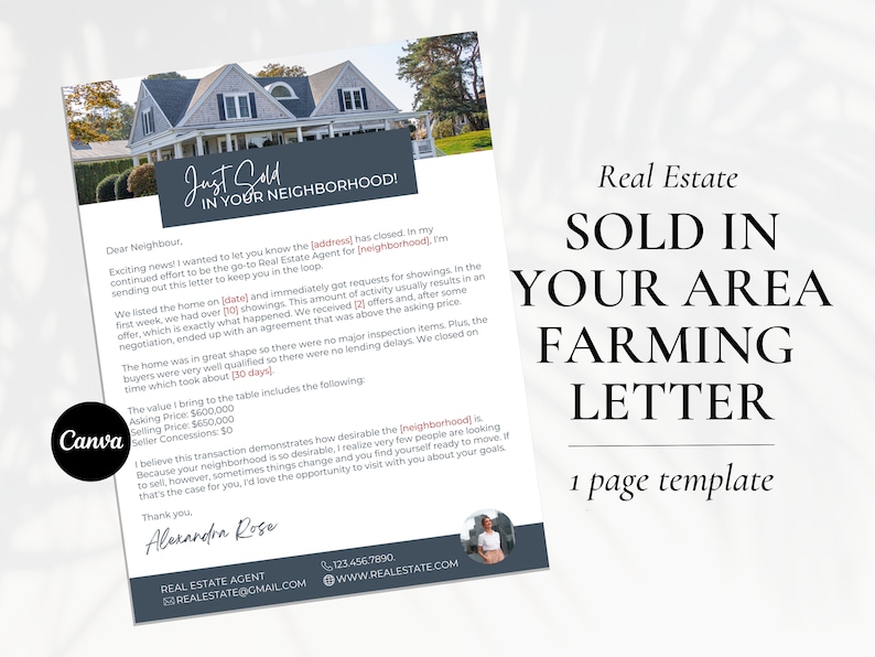 Real Estate Neighborhood Farming Letter, Sold in Your Neighborhood