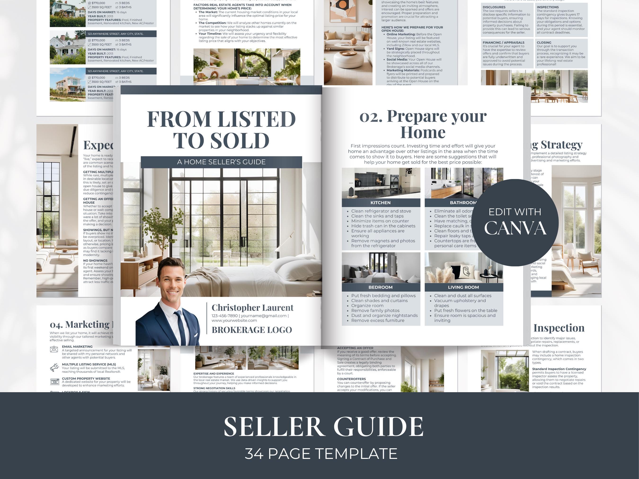 Real Estate Seller Guide Template, Home Sellers Guide, Realtor Listing ...