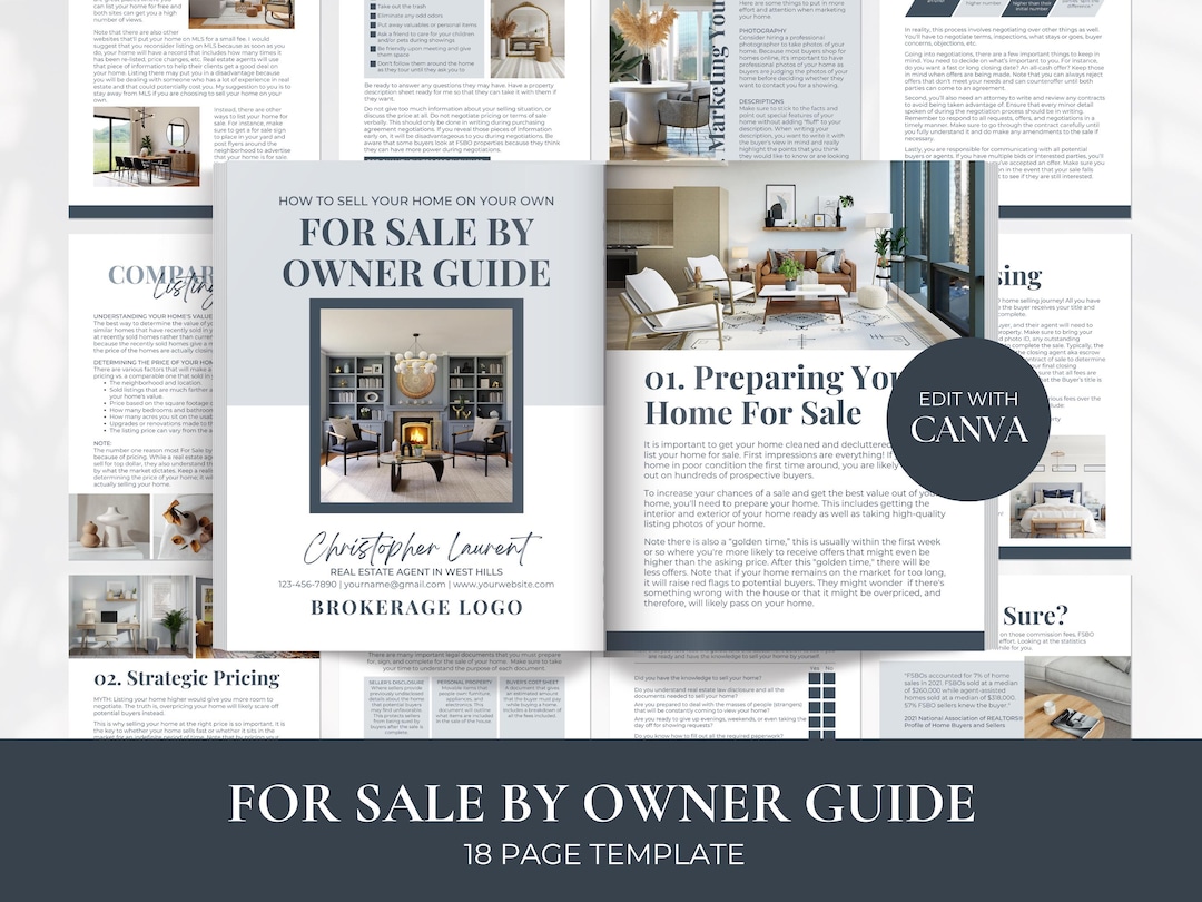 Real Estate FSBO Guide, for Sale by Owner Guide, Home Seller Guide, Pre ...