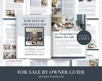 Real Estate FSBO Guide, For Sale by Owner Guide, Home Seller Guide, Pre-Listing Checklist, Realtor Guide, FSBO Packet, Real Estate Marketing