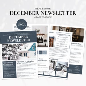 Grundbesitz Dezember Newsletter, Dezember Newsletter Template, Grundbesitz Marketing, Realtor Newsletter, Winter Marketing Newsletter