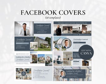 18 Real Estate Facebook Cover Banner, Real Estate Marketing, Realtor Facebook Cover, Social Media Banner, Realtor Marketing, Canva Template