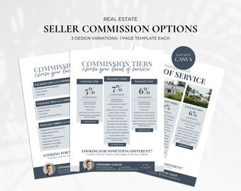 Real Estate Commission Sheet Template, Listing Presentation, Commission Package, Real Estate Flyer, Realtor Marketing, Commission Options