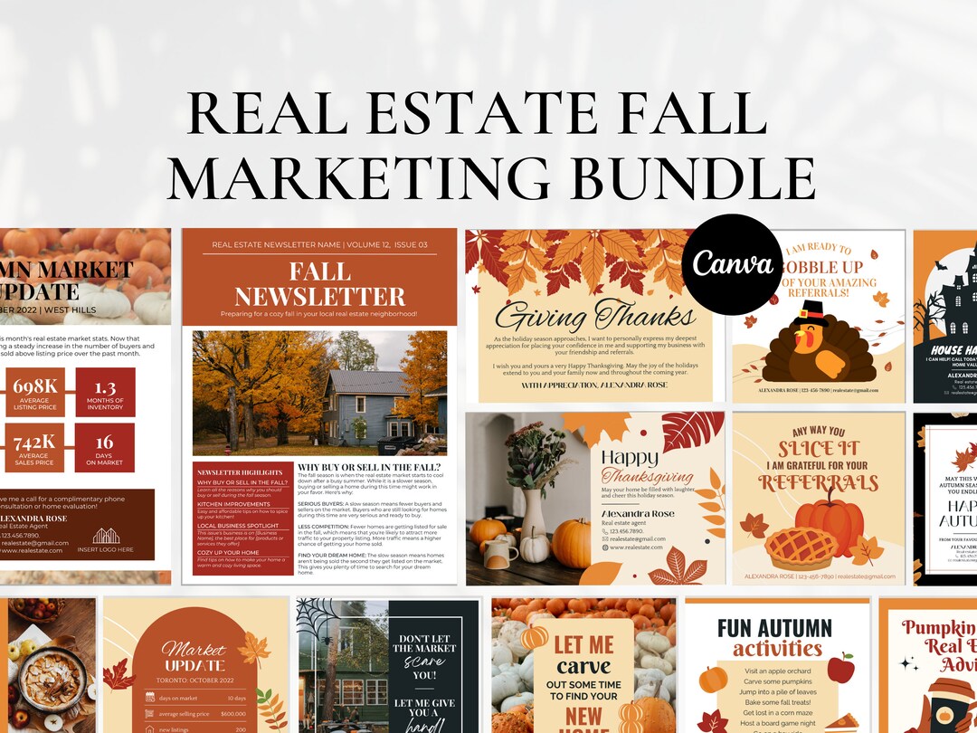 Fall Real Estate Marketing Bundle, Fall Real Estate Pop By, Fall