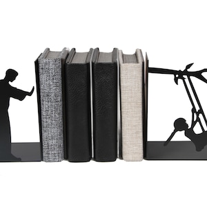 Bookend, Metal Black Modern Design Father Daughter Décor, Great Decoration Accessory for Desk and Shelf, Gift/Present