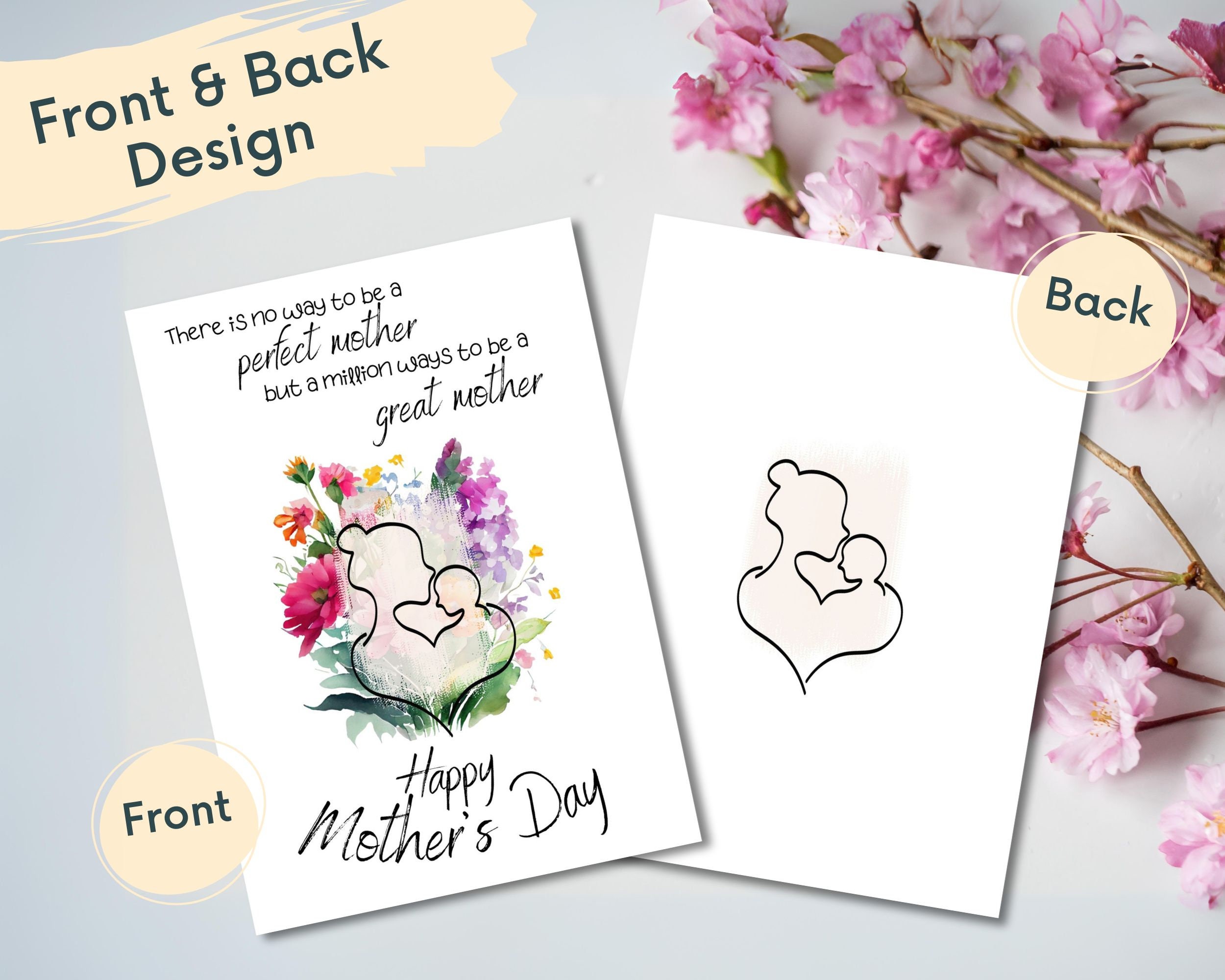 Printable Mother's Day Card, Floral Design (digital Download) - Etsy