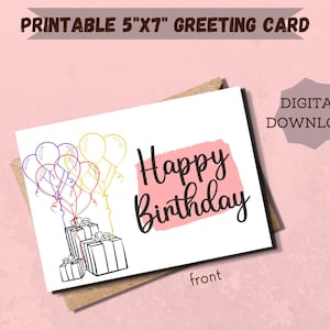 Printable Birthday Card Greeting Cards Printable Digital - Etsy