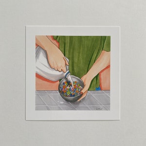 Art Print of Original, Marker Illustration: A Bowl of Fruit -  5&quot;X5&quot; PRINT