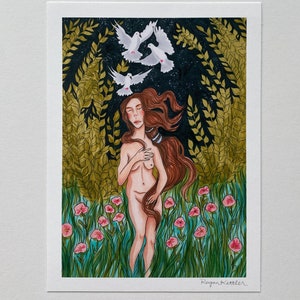 Art Print of Original, Marker Illustration: Venus, inspired by Sandro Botticelli