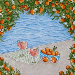 Art Print of Original, Marker Illustration: Pool Day -  5&quot;X5&quot; PRINT