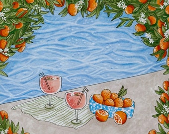 Marker Illustration Art Print – 5 x 5 Fine Art Print "Pool Day"