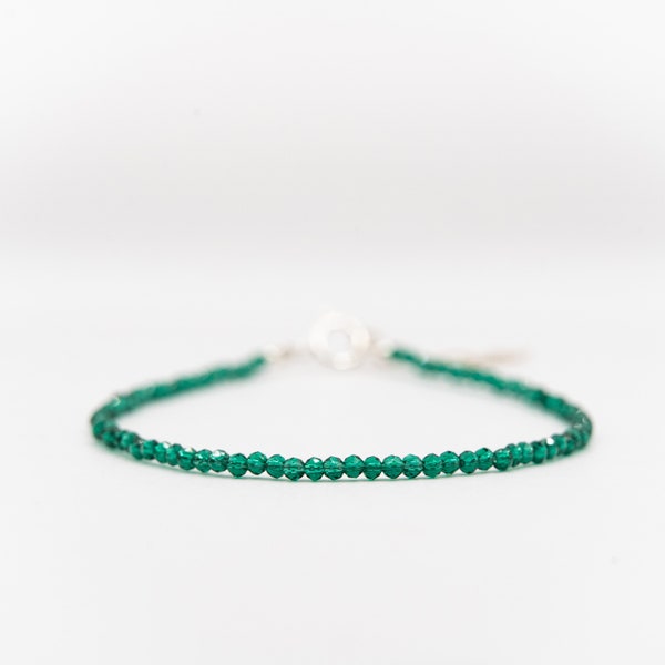 Green Agate Gemstone Bracelet - 925 Sterling Silver