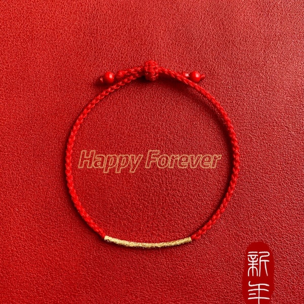 Lunar new year red bracelet; peach blossom bracelet; protection thread; red string; blessing bracelet;14K Plated