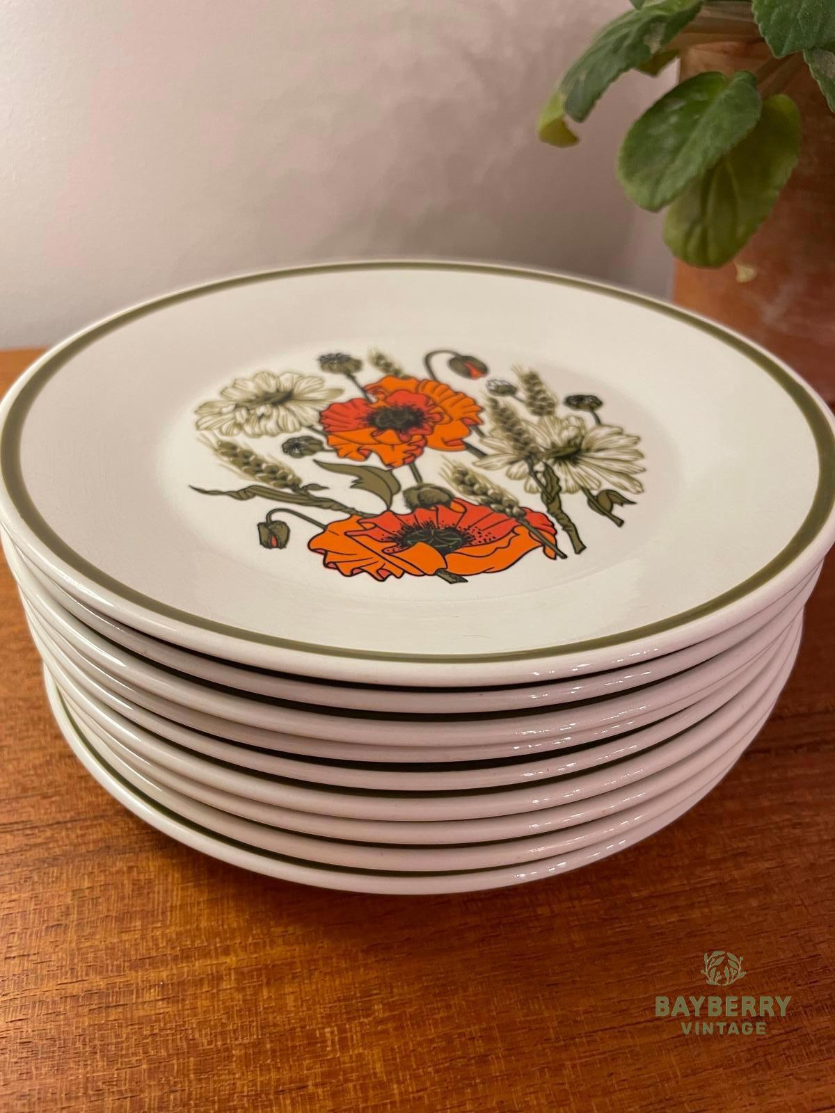 Dinette Ancienne En Porcelaine - Décor Coquelicots - Très Bon état