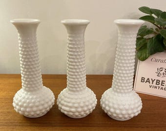 Vintage E.O. Brody M-200 Hobnail Milk Glass Vase White Bud Vase