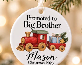 Promoted to Big Brother Ornament Personalized with Name and Date Newborn Baby First Christmas Keepsake Ornament