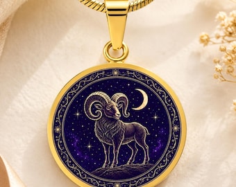 Aries Necklace, Zodiac Ram Pendant, Meaningful Astrology Gift, Aries Birthday Jewelry, Gold or Silver