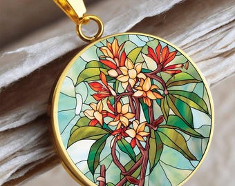 Birth Flower Jewelry, Honeysuckle June Birth Flower, Engraved Jewelry, Personalized Pendant Necklace Gift For Birthday Gifts For Daughter,