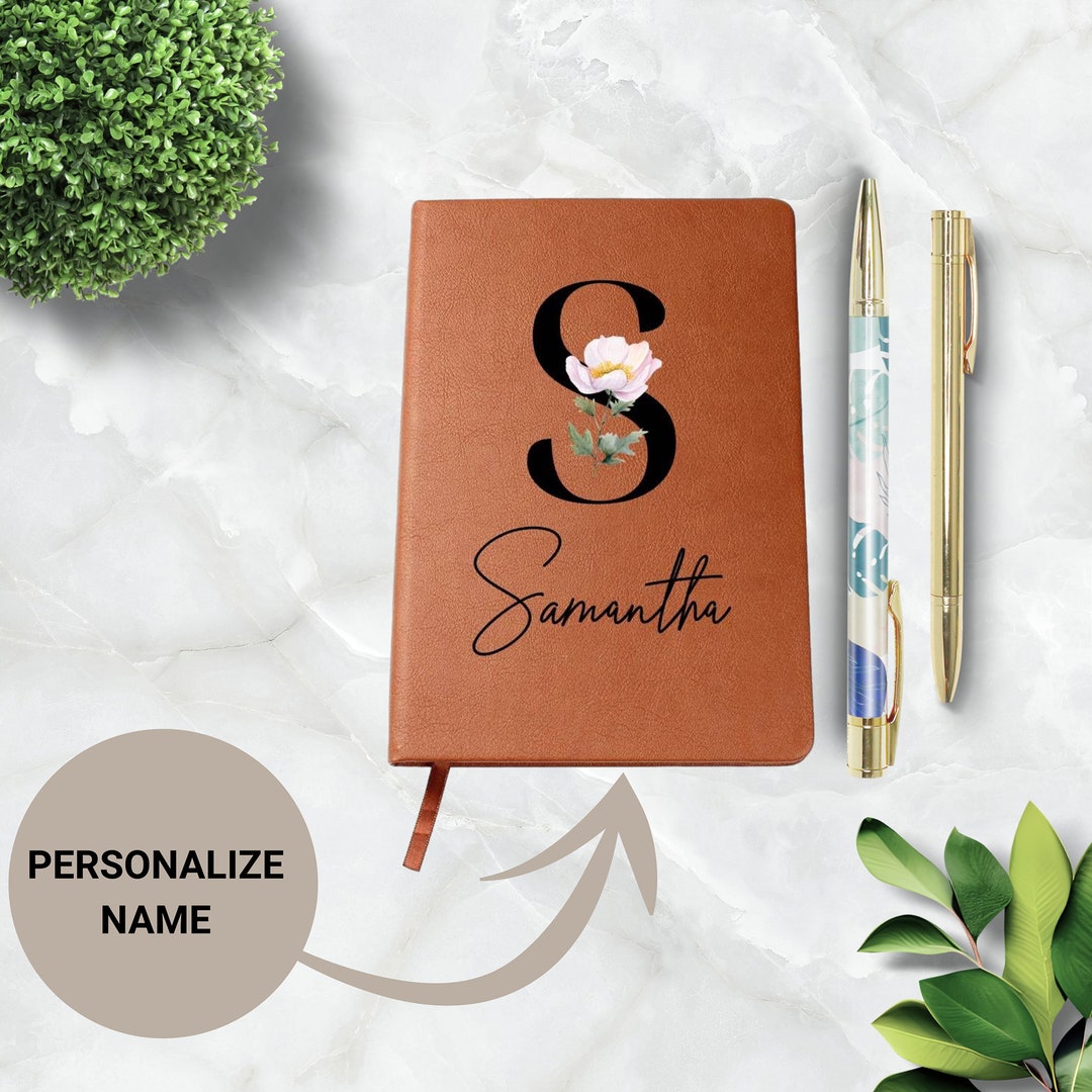 Personalized Notebook With Custom Monogram Flower Alphabet, Custom Name ...