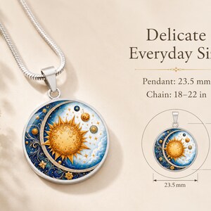 Sun Moon Necklace, Solar Eclipse Necklace, Gold sun necklace, Birthday Gift For Her, Engraved Necklace image 9