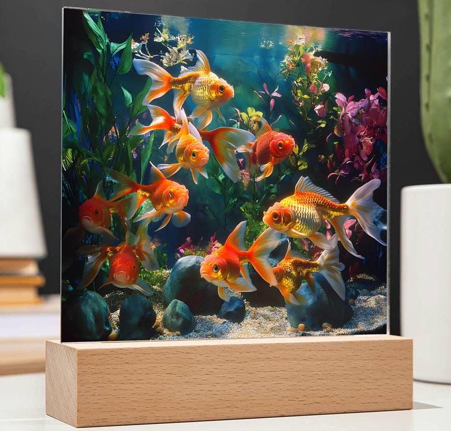Acrylic Goldfish Aquarium LED Nightlight: Ocean Lover Decor - Etsy