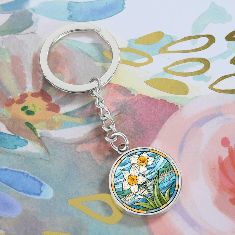 Birth Flower Keychain, Personalized Engraved Keychain, December Birth ...