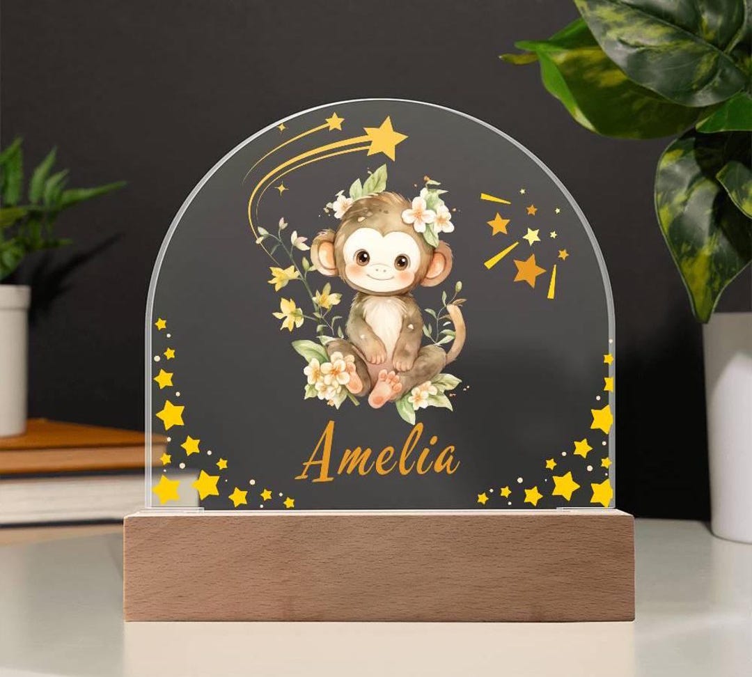Led Monkey Personalized Monkey LED Night Light: Acrylic Kids Room Decor - Etsy