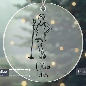 Personalized Singer Ornament, Acrylic Christmas Keepsake, Flapper Style