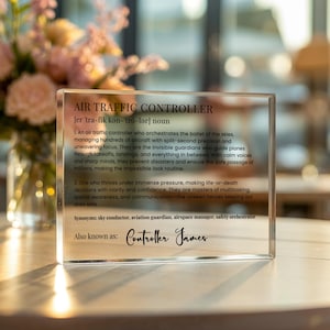Personalized Air Traffic Controller Definition Acrylic Block, ATC Graduation Gift