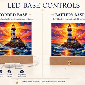 Lighthouse LED Night Light, Coastal Home Decor Gift, Nautical Acrylic Lamp, Beach House Decor Bild 3
