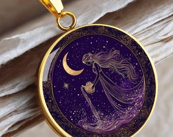Aquarius Zodiac Necklace, Personalized Astrology Pendant, Aquarius Birthday Gift for Women, Engraved Celestial Jewelry