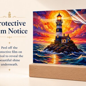 Lighthouse LED Night Light, Coastal Home Decor Gift, Nautical Acrylic Lamp, Beach House Decor Bild 9