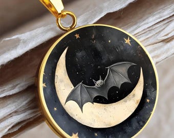 Crescent Moon Gothic Necklace: Surgical Steel Halloween Jewelry