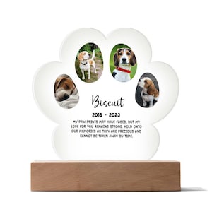 Pet Memorial Gift, Personalized Dog Memorial Acrylic Paw Print Plaque, Custom Pet Loss Keepsake, Sympathy Gift, Pet Memorial Plaque