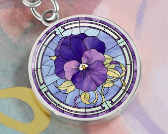 Engraved Violet Birth Flower Keychain: Personalized February Gift